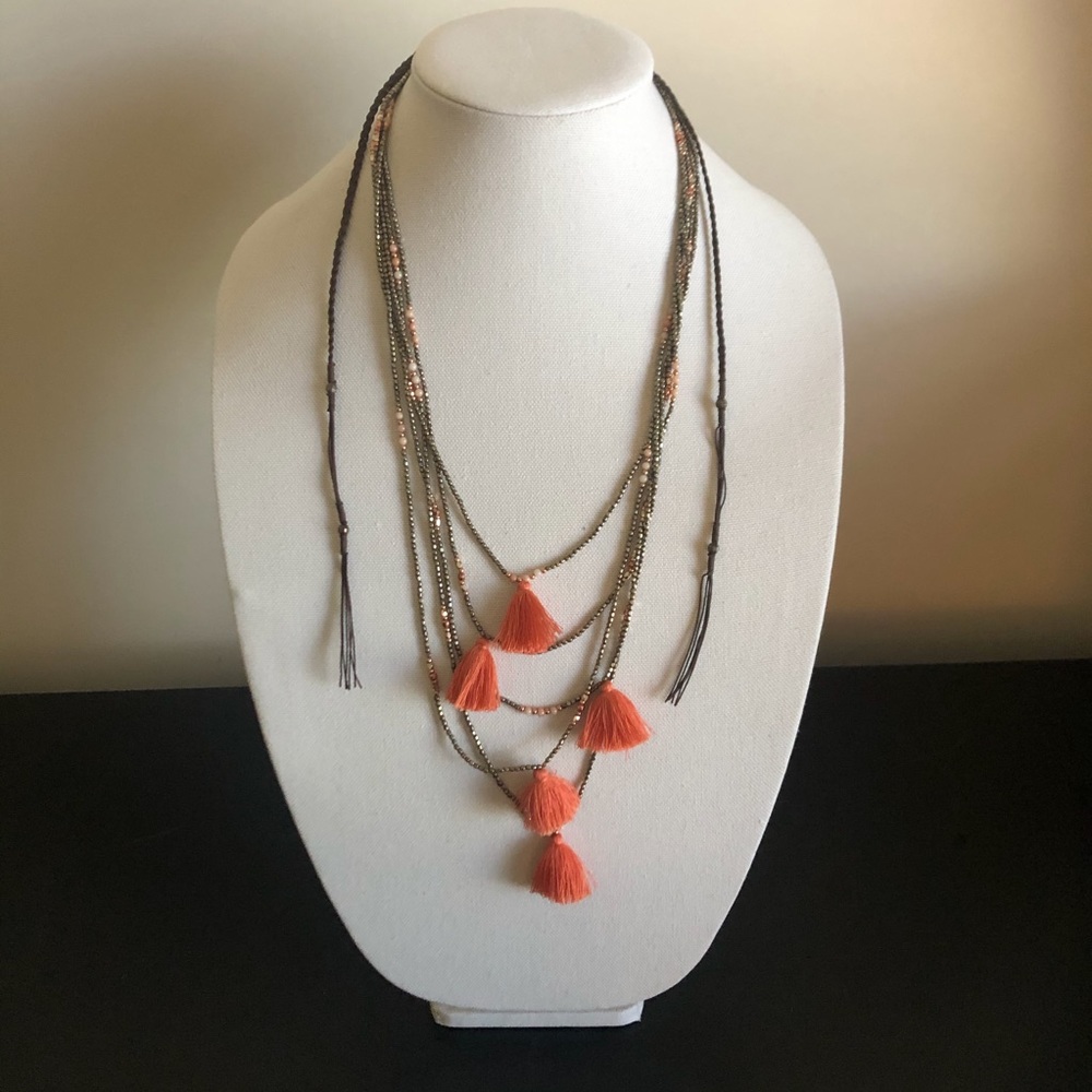 Anthropologie Beaded w/Tassel Necklace
